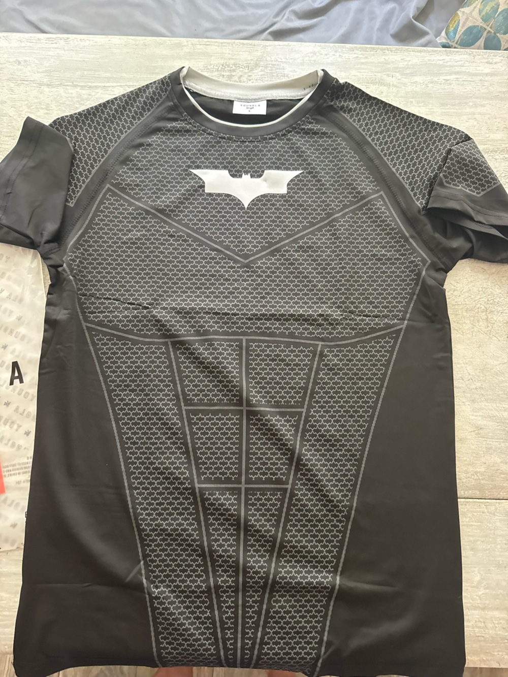 YoungLA Black Short-Sleeve Batman Compression Shirt